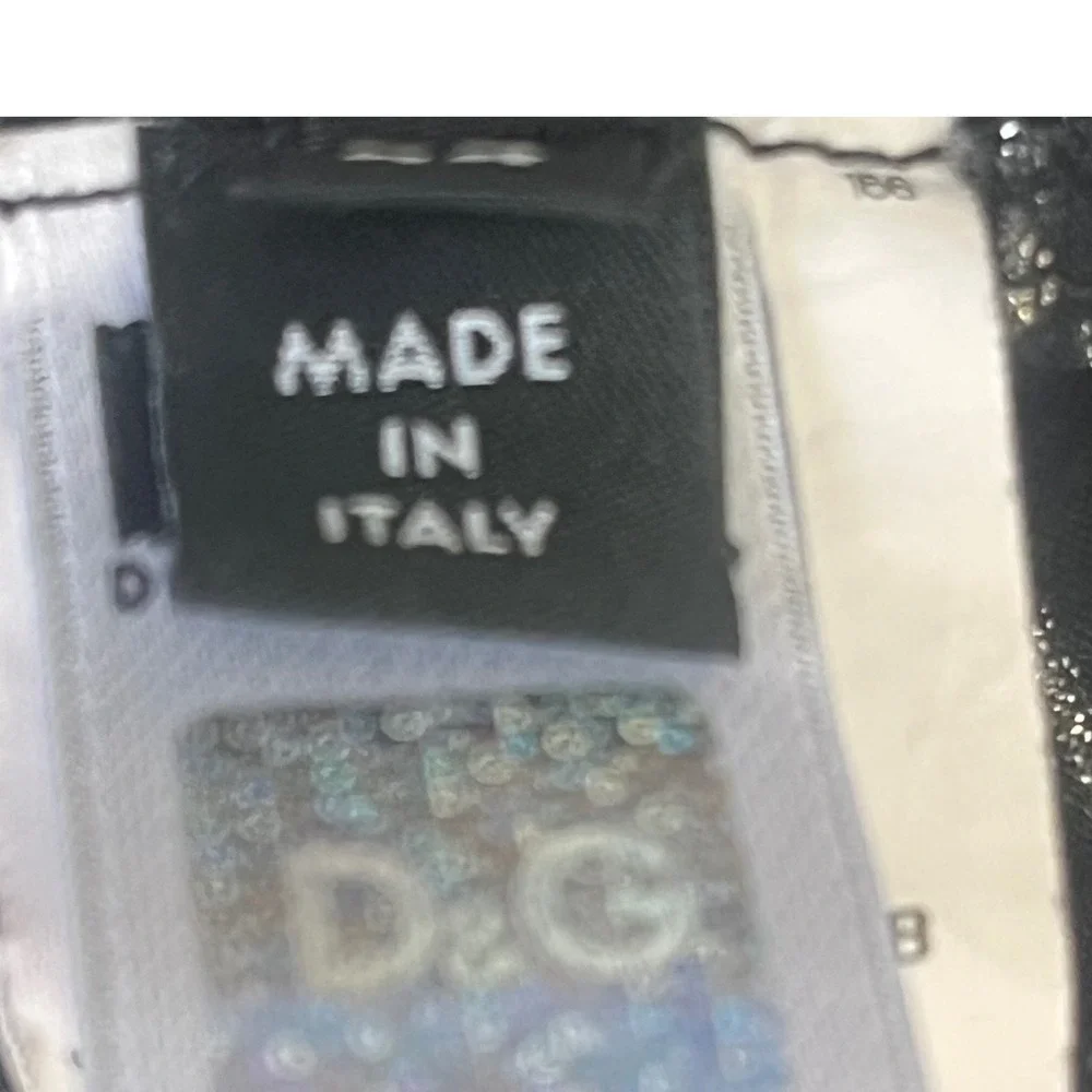 D&G Dolce & Gabbana Black Silver‎ Metallic Striped Pencil Skirt Italy Size 44 - Picture 7 of 9